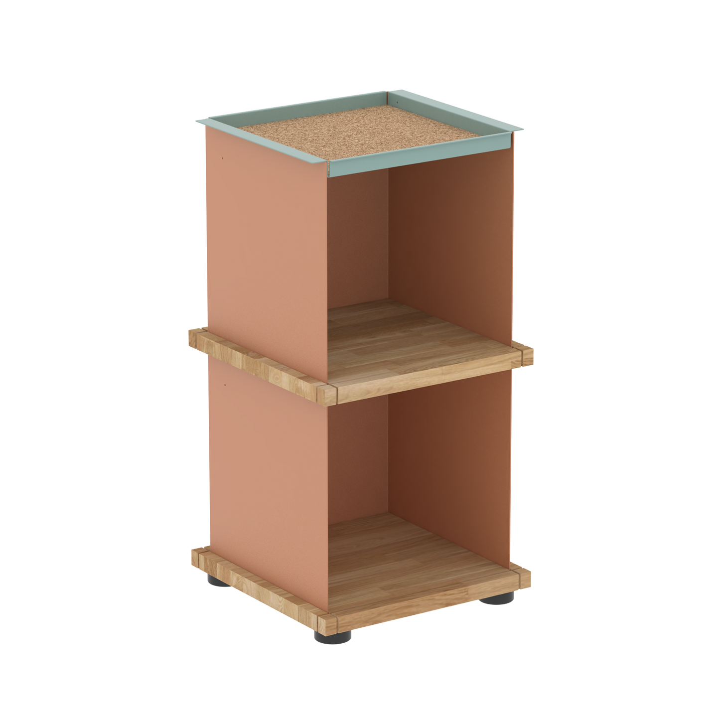 YU TRAY SHELF 1x2 – Beistelltisch und kleines Regal mit besonderem Kopf. Denn beim oberen Abschluss handelt es sich um das vielseitige Tablett YU TRAY. Ob als Beistelltisch, Nachttisch oder universelles Regal schafft YU TRAY SHELF 1x2 Raum und Ablagefläche auch an den kleinsten Orten. Ideal für den Flur, das Homeoffice, die Küche, das Bad und überall, wo Stauraum benötigt wird.
