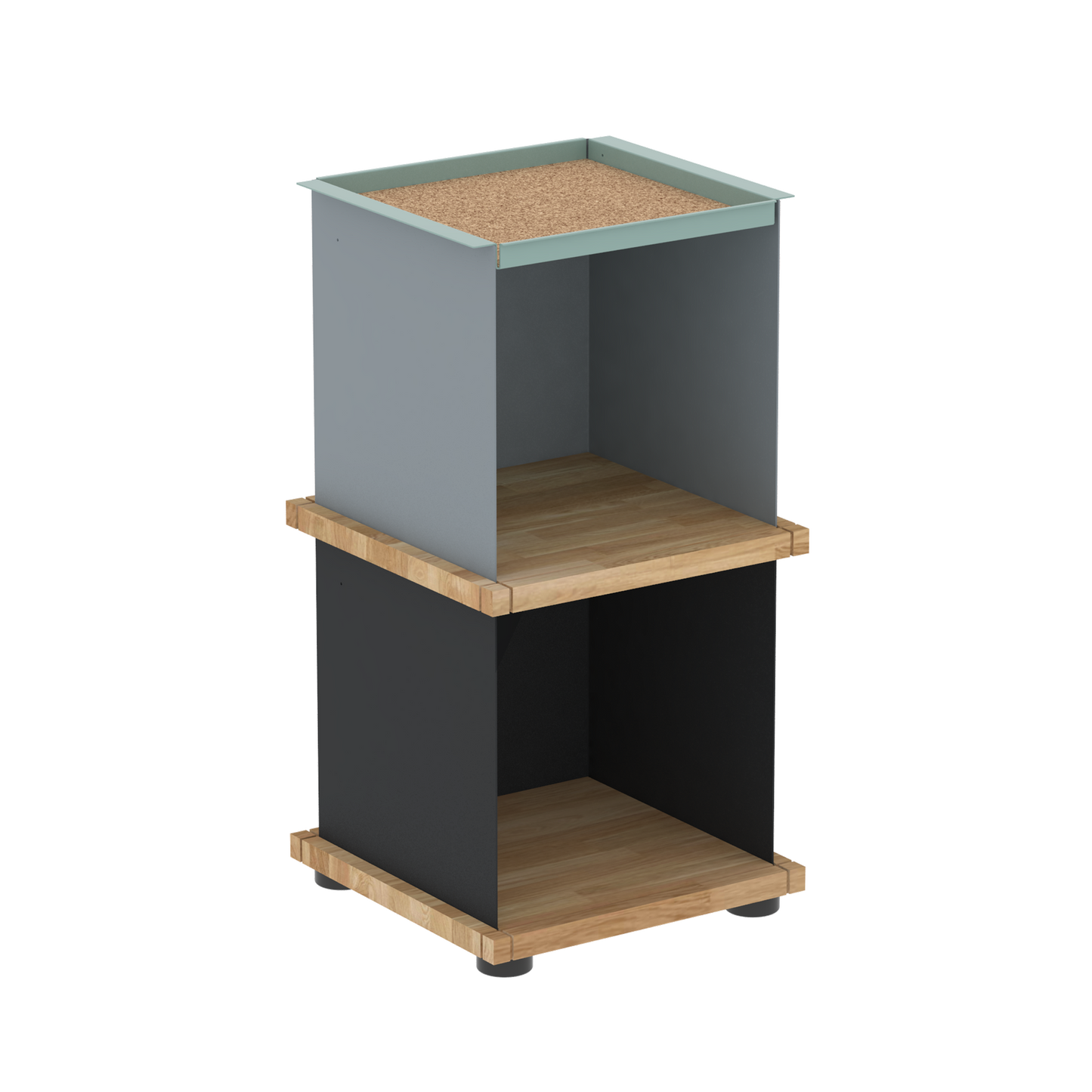YU TRAY SHELF 1x2 – Beistelltisch und kleines Regal mit besonderem Kopf. Denn beim oberen Abschluss handelt es sich um das vielseitige Tablett YU TRAY. Ob als Beistelltisch, Nachttisch oder universelles Regal schafft YU TRAY SHELF 1x2 Raum und Ablagefläche auch an den kleinsten Orten. Ideal für den Flur, das Homeoffice, die Küche, das Bad und überall, wo Stauraum benötigt wird.