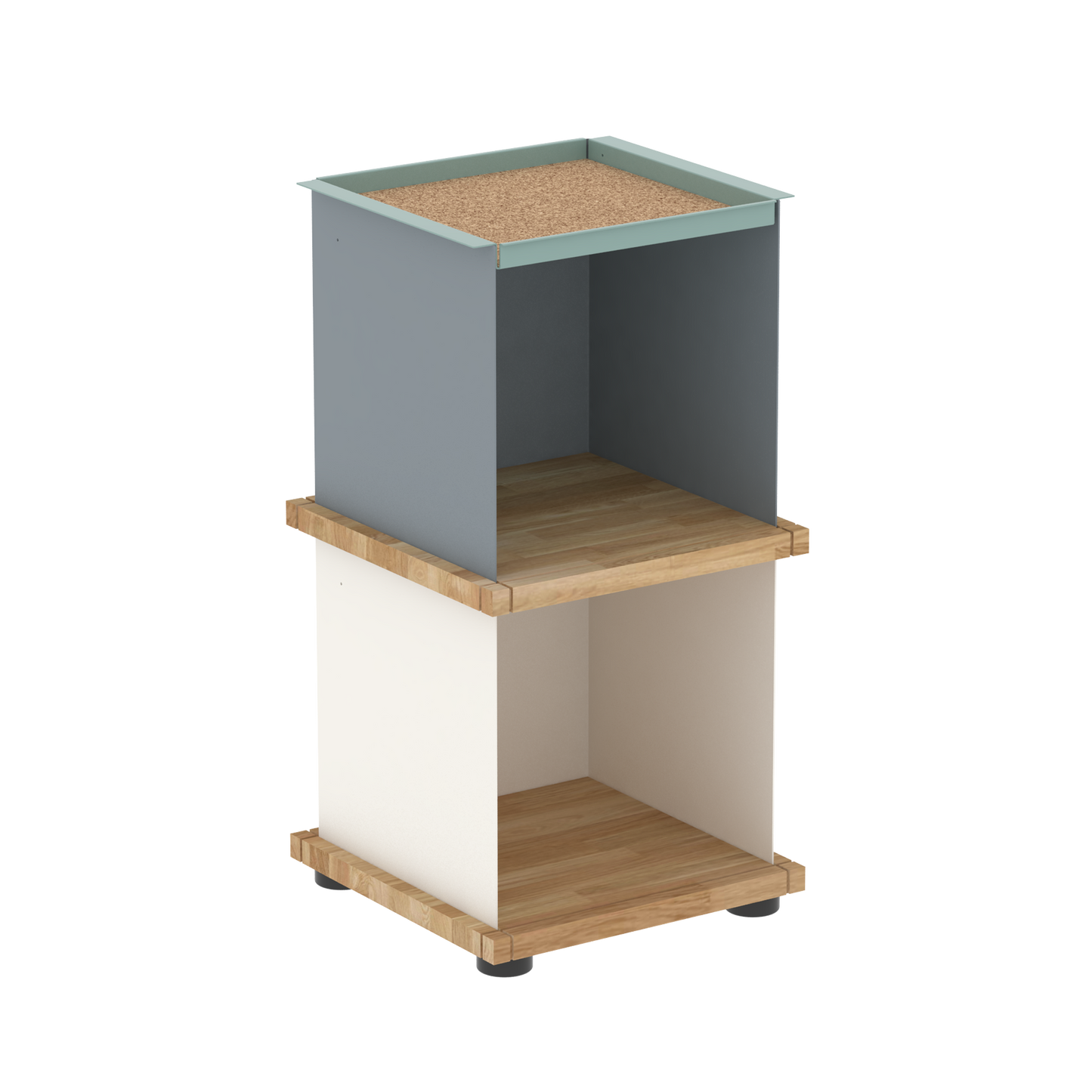 YU TRAY SHELF 1x2 – Beistelltisch und kleines Regal mit besonderem Kopf. Denn beim oberen Abschluss handelt es sich um das vielseitige Tablett YU TRAY. Ob als Beistelltisch, Nachttisch oder universelles Regal schafft YU TRAY SHELF 1x2 Raum und Ablagefläche auch an den kleinsten Orten. Ideal für den Flur, das Homeoffice, die Küche, das Bad und überall, wo Stauraum benötigt wird.