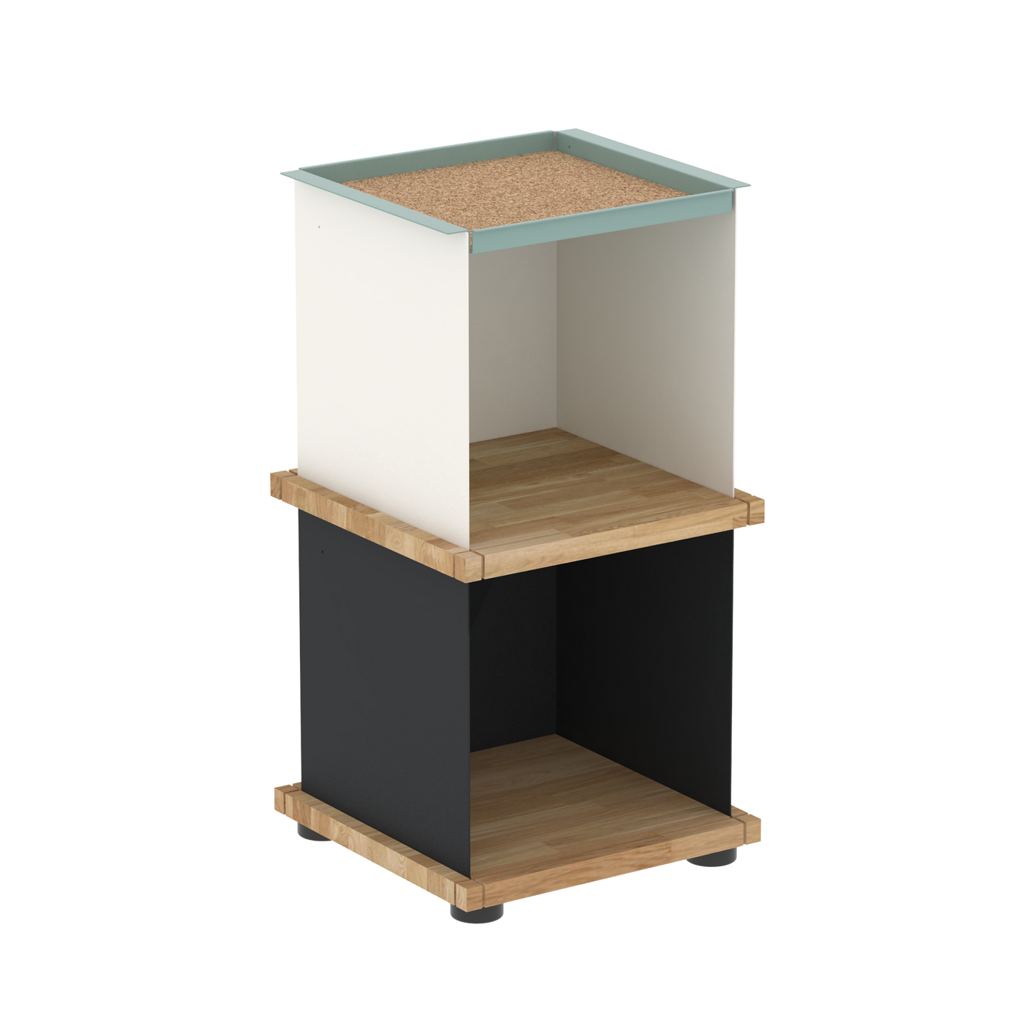 YU TRAY SHELF 1x2 – Beistelltisch und kleines Regal mit besonderem Kopf. Denn beim oberen Abschluss handelt es sich um das vielseitige Tablett YU TRAY. Ob als Beistelltisch, Nachttisch oder universelles Regal schafft YU TRAY SHELF 1x2 Raum und Ablagefläche auch an den kleinsten Orten. Ideal für den Flur, das Homeoffice, die Küche, das Bad und überall, wo Stauraum benötigt wird.