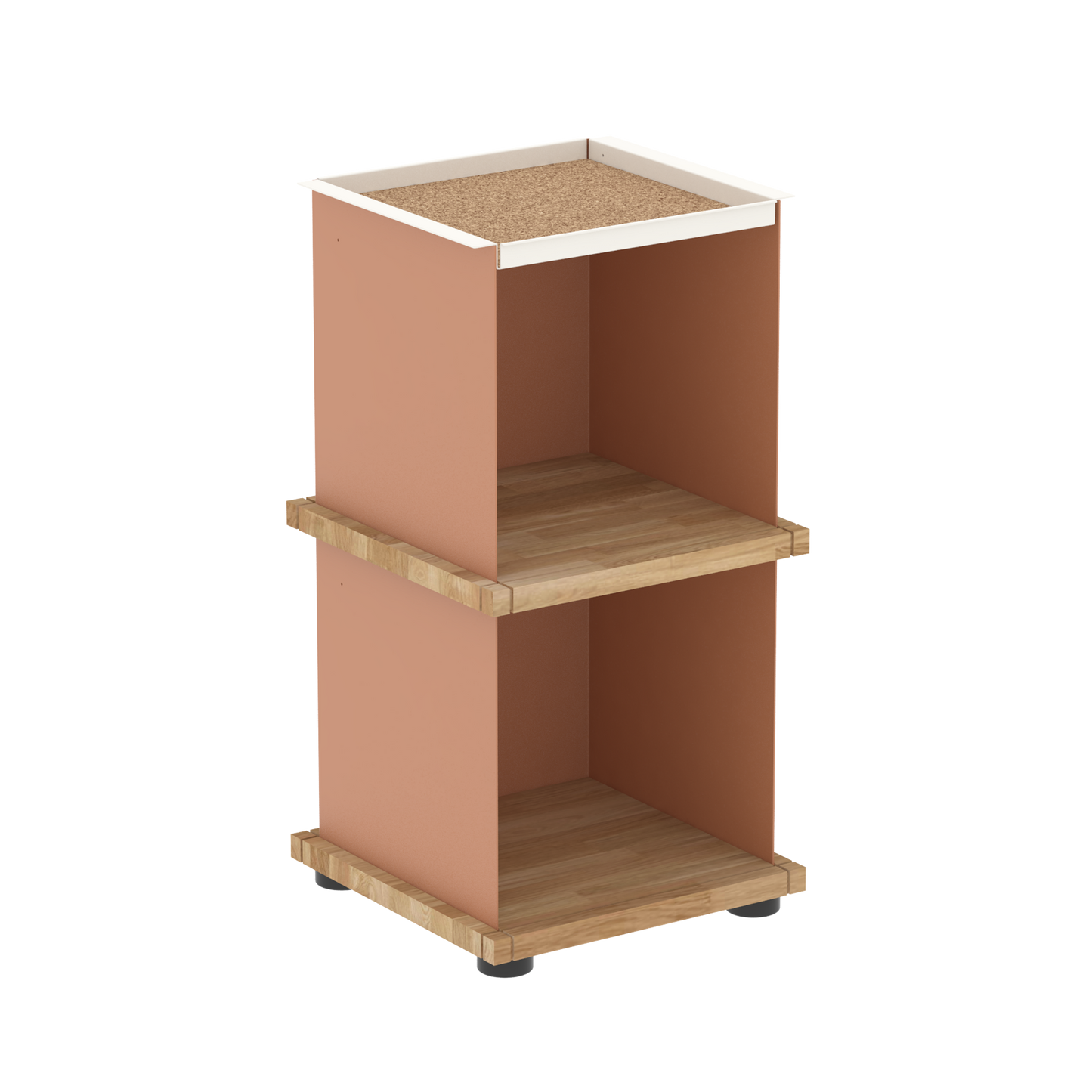 YU TRAY SHELF 1x2 – Beistelltisch und kleines Regal mit besonderem Kopf. Denn beim oberen Abschluss handelt es sich um das vielseitige Tablett YU TRAY. Ob als Beistelltisch, Nachttisch oder universelles Regal schafft YU TRAY SHELF 1x2 Raum und Ablagefläche auch an den kleinsten Orten. Ideal für den Flur, das Homeoffice, die Küche, das Bad und überall, wo Stauraum benötigt wird.
