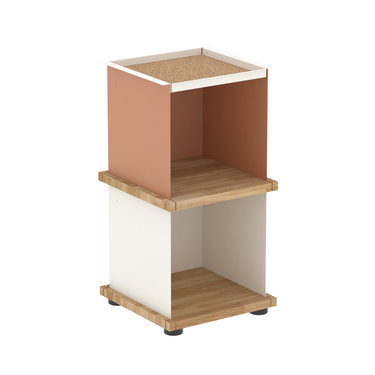 YU TRAY SHELF 1x2 – Beistelltisch und kleines Regal mit besonderem Kopf. Denn beim oberen Abschluss handelt es sich um das vielseitige Tablett YU TRAY. Ob als Beistelltisch, Nachttisch oder universelles Regal schafft YU TRAY SHELF 1x2 Raum und Ablagefläche auch an den kleinsten Orten. Ideal für den Flur, das Homeoffice, die Küche, das Bad und überall, wo Stauraum benötigt wird.
