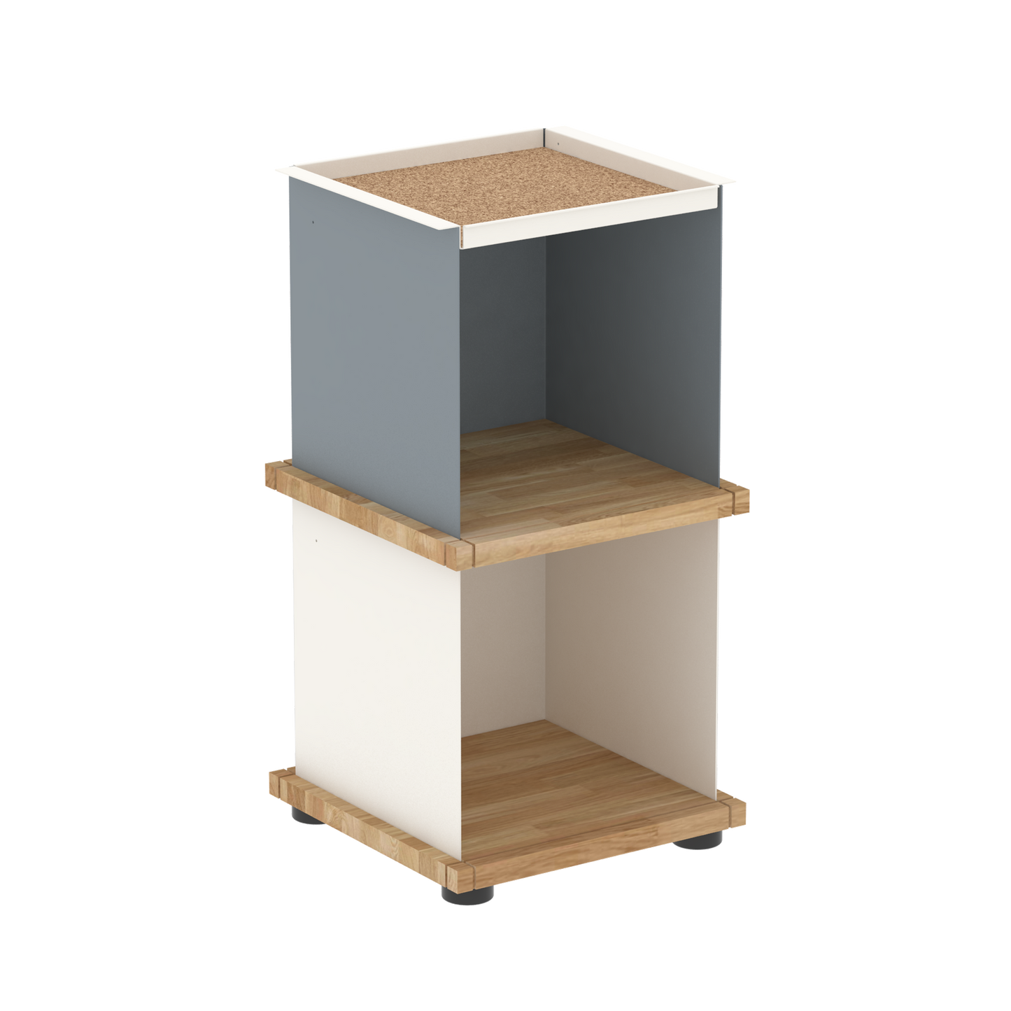 YU TRAY SHELF 1x2 – Beistelltisch und kleines Regal mit besonderem Kopf. Denn beim oberen Abschluss handelt es sich um das vielseitige Tablett YU TRAY. Ob als Beistelltisch, Nachttisch oder universelles Regal schafft YU TRAY SHELF 1x2 Raum und Ablagefläche auch an den kleinsten Orten. Ideal für den Flur, das Homeoffice, die Küche, das Bad und überall, wo Stauraum benötigt wird.