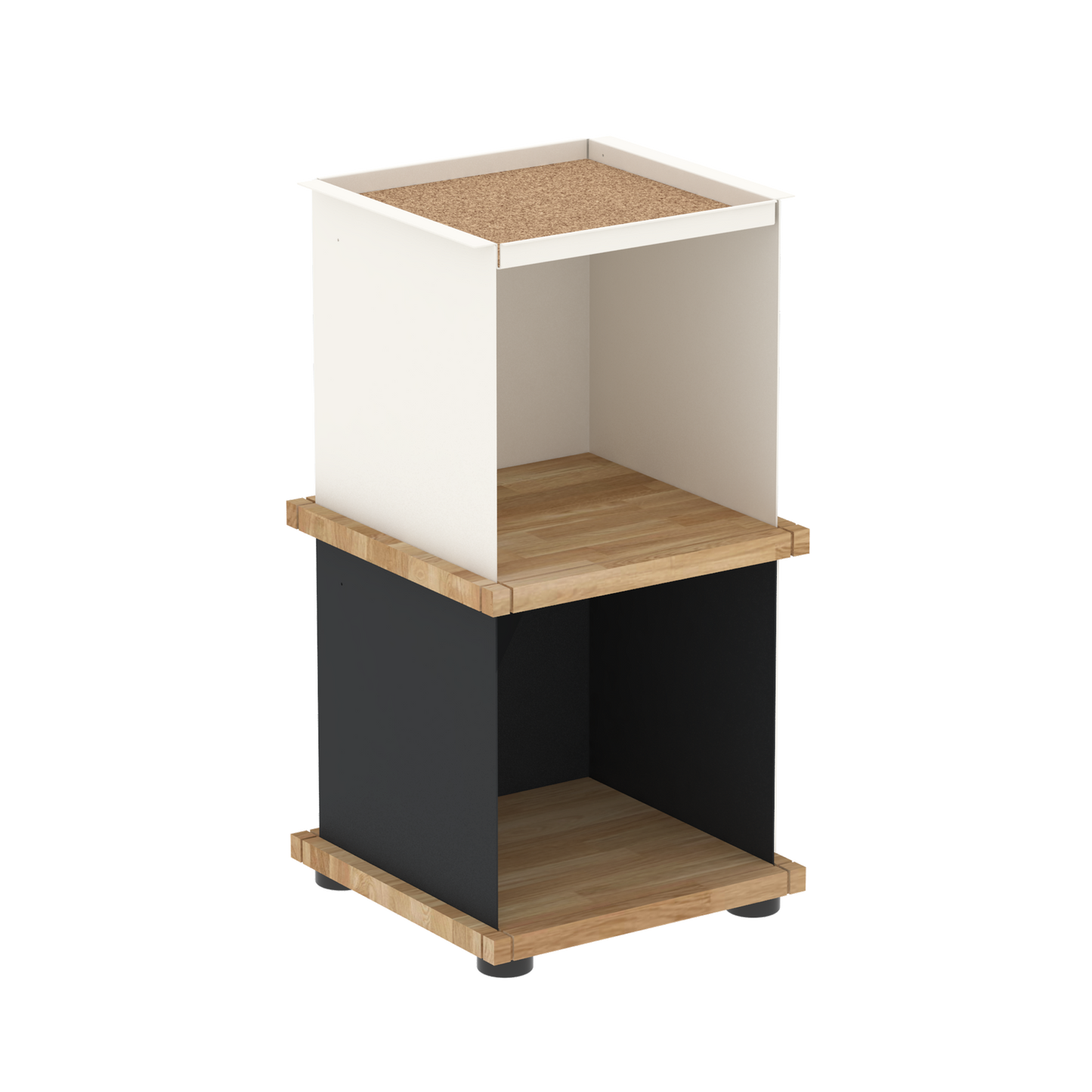 YU TRAY SHELF 1x2 – Beistelltisch und kleines Regal mit besonderem Kopf. Denn beim oberen Abschluss handelt es sich um das vielseitige Tablett YU TRAY. Ob als Beistelltisch, Nachttisch oder universelles Regal schafft YU TRAY SHELF 1x2 Raum und Ablagefläche auch an den kleinsten Orten. Ideal für den Flur, das Homeoffice, die Küche, das Bad und überall, wo Stauraum benötigt wird.