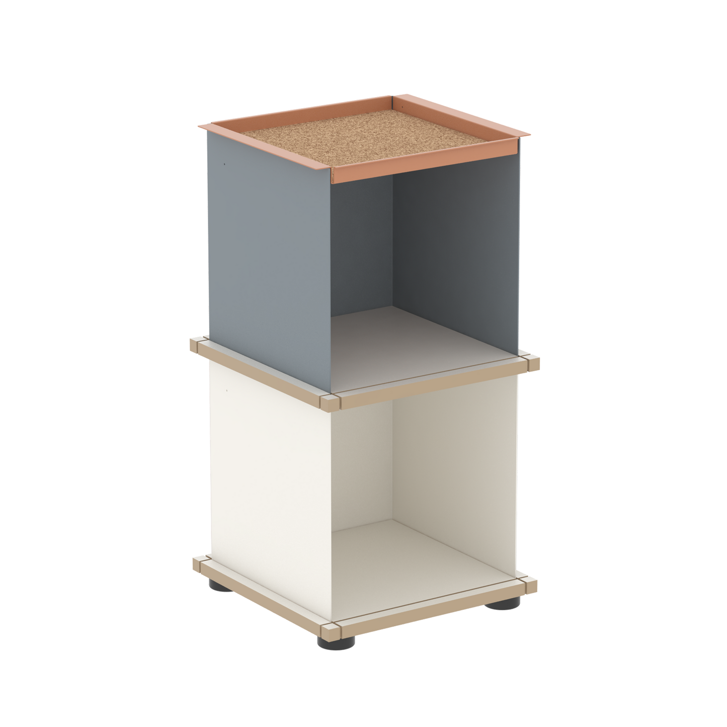 YU TRAY SHELF 1x2 – Beistelltisch und kleines Regal mit besonderem Kopf. Denn beim oberen Abschluss handelt es sich um das vielseitige Tablett YU TRAY. Ob als Beistelltisch, Nachttisch oder universelles Regal schafft YU TRAY SHELF 1x2 Raum und Ablagefläche auch an den kleinsten Orten. Ideal für den Flur, das Homeoffice, die Küche, das Bad und überall, wo Stauraum benötigt wird.