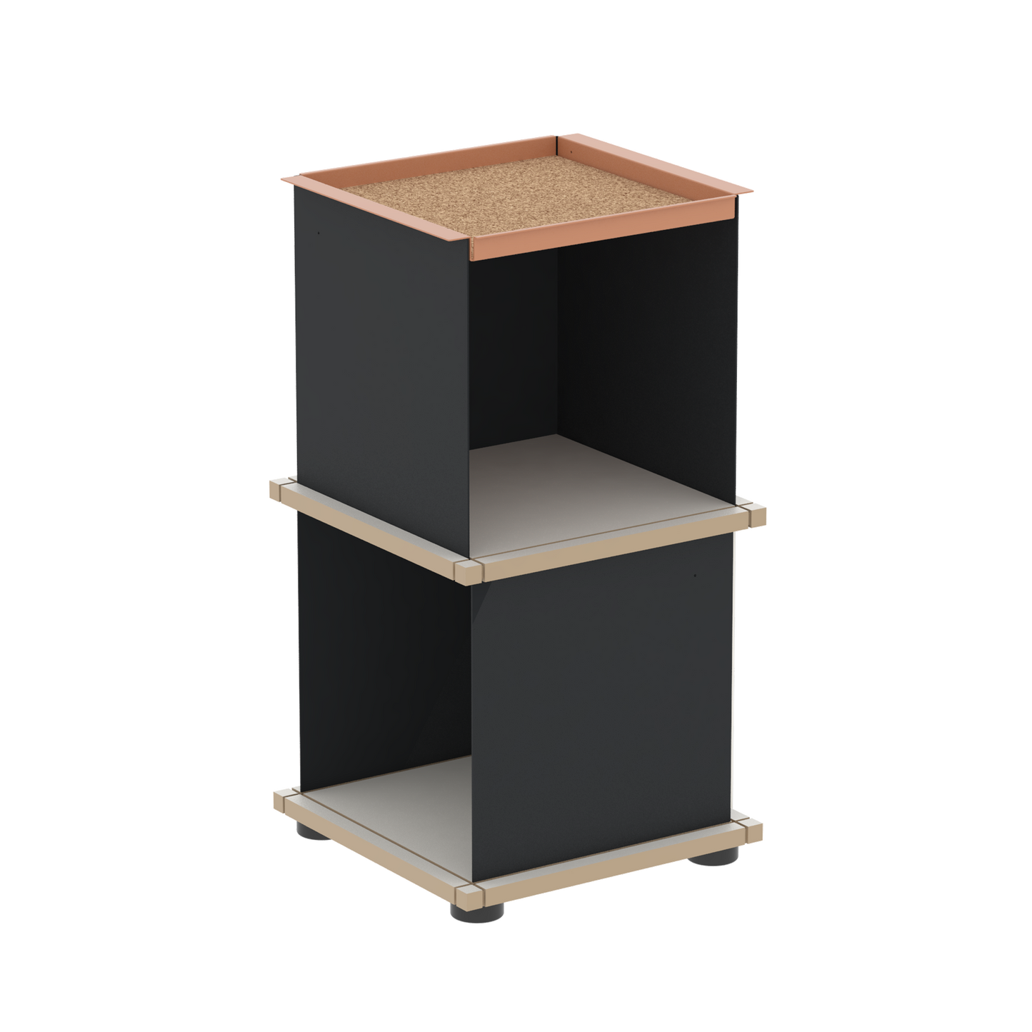 YU TRAY SHELF 1x2 – Beistelltisch und kleines Regal mit besonderem Kopf. Denn beim oberen Abschluss handelt es sich um das vielseitige Tablett YU TRAY. Ob als Beistelltisch, Nachttisch oder universelles Regal schafft YU TRAY SHELF 1x2 Raum und Ablagefläche auch an den kleinsten Orten. Ideal für den Flur, das Homeoffice, die Küche, das Bad und überall, wo Stauraum benötigt wird.