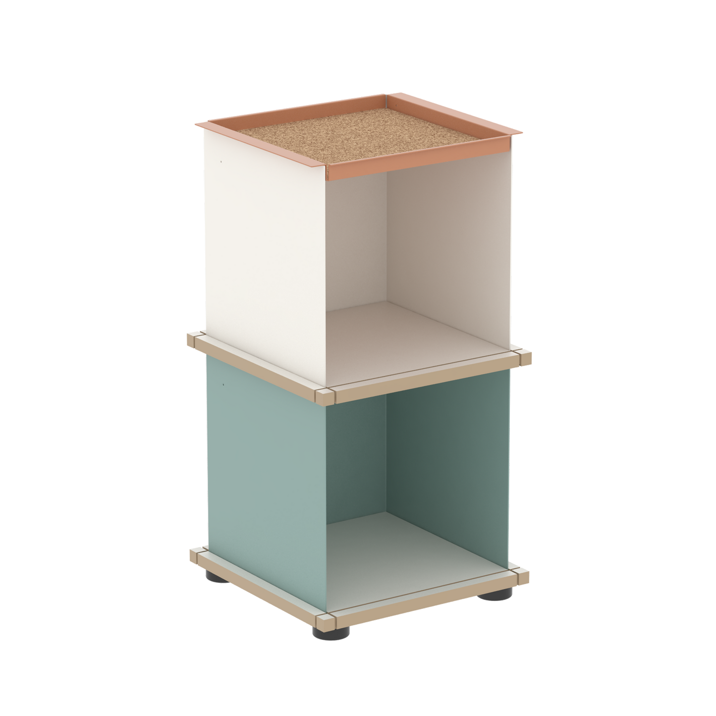 YU TRAY SHELF 1x2 – Beistelltisch und kleines Regal mit besonderem Kopf. Denn beim oberen Abschluss handelt es sich um das vielseitige Tablett YU TRAY. Ob als Beistelltisch, Nachttisch oder universelles Regal schafft YU TRAY SHELF 1x2 Raum und Ablagefläche auch an den kleinsten Orten. Ideal für den Flur, das Homeoffice, die Küche, das Bad und überall, wo Stauraum benötigt wird.