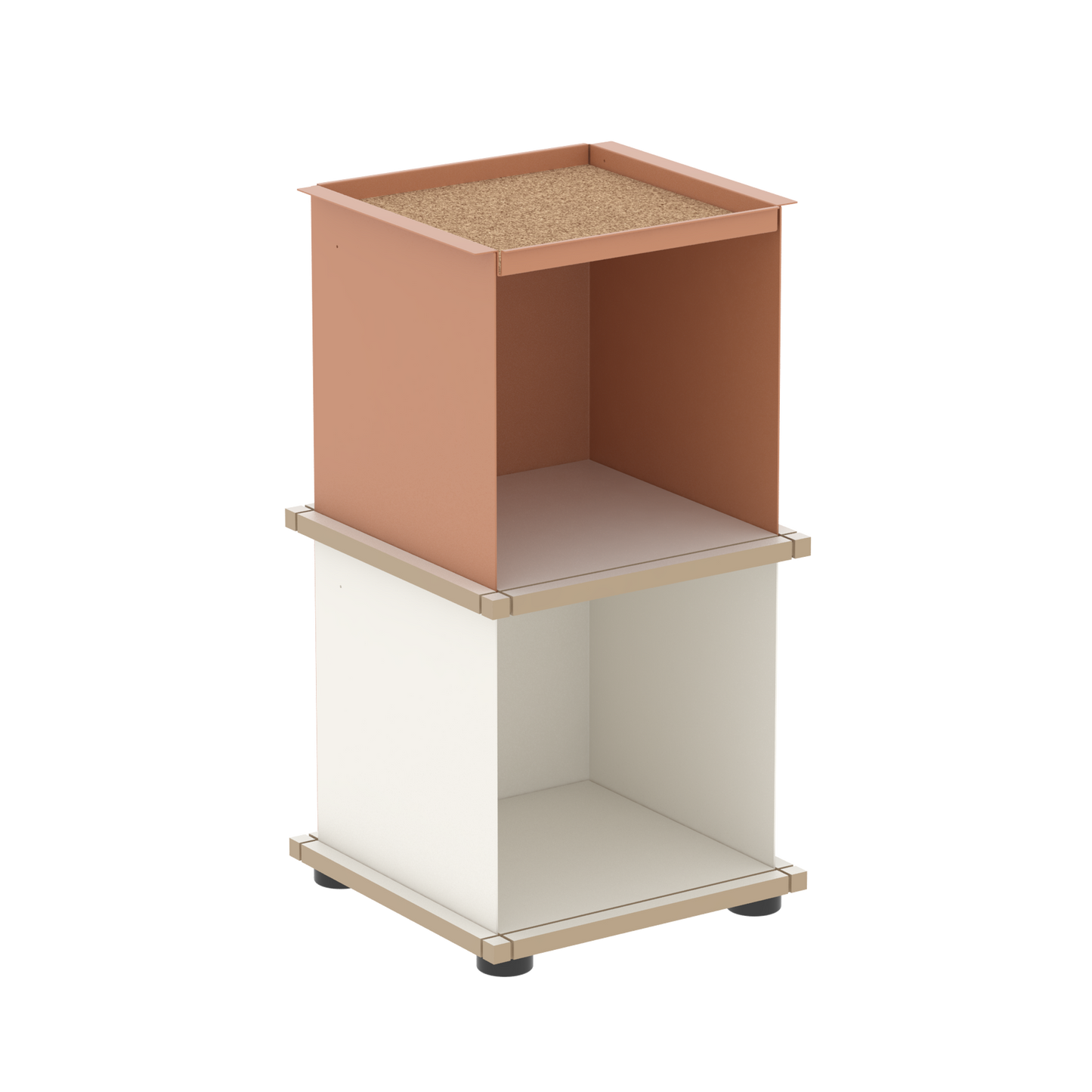 YU TRAY SHELF 1x2 – Beistelltisch und kleines Regal mit besonderem Kopf. Denn beim oberen Abschluss handelt es sich um das vielseitige Tablett YU TRAY. Ob als Beistelltisch, Nachttisch oder universelles Regal schafft YU TRAY SHELF 1x2 Raum und Ablagefläche auch an den kleinsten Orten. Ideal für den Flur, das Homeoffice, die Küche, das Bad und überall, wo Stauraum benötigt wird.