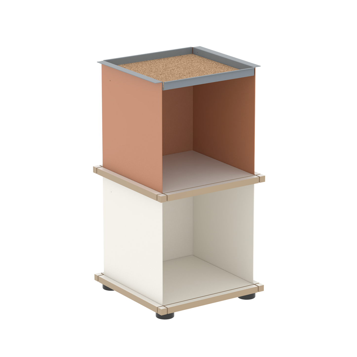 YU TRAY SHELF 1x2 – Beistelltisch und kleines Regal mit besonderem Kopf. Denn beim oberen Abschluss handelt es sich um das vielseitige Tablett YU TRAY. Ob als Beistelltisch, Nachttisch oder universelles Regal schafft YU TRAY SHELF 1x2 Raum und Ablagefläche auch an den kleinsten Orten. Ideal für den Flur, das Homeoffice, die Küche, das Bad und überall, wo Stauraum benötigt wird.