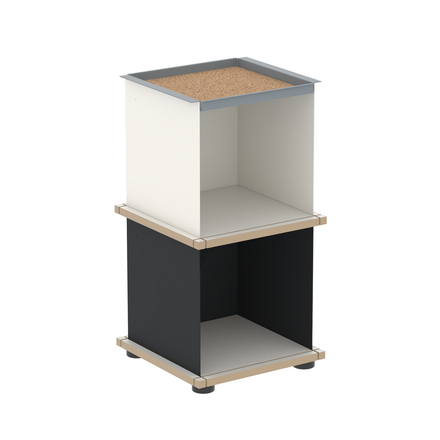 YU TRAY SHELF 1x2 – Beistelltisch und kleines Regal mit besonderem Kopf. Denn beim oberen Abschluss handelt es sich um das vielseitige Tablett YU TRAY. Ob als Beistelltisch, Nachttisch oder universelles Regal schafft YU TRAY SHELF 1x2 Raum und Ablagefläche auch an den kleinsten Orten. Ideal für den Flur, das Homeoffice, die Küche, das Bad und überall, wo Stauraum benötigt wird.