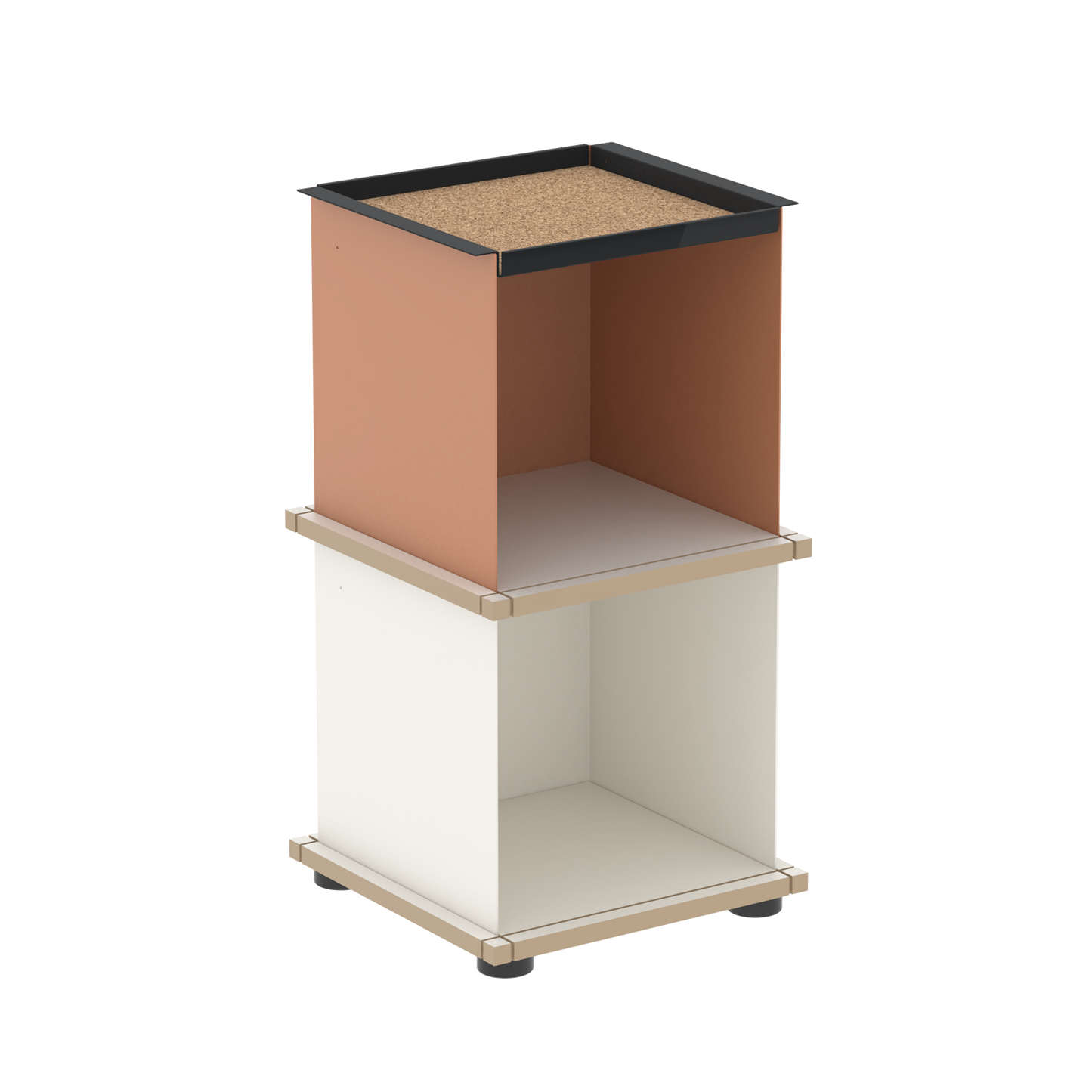 YU TRAY SHELF 1x2 – Beistelltisch und kleines Regal mit besonderem Kopf. Denn beim oberen Abschluss handelt es sich um das vielseitige Tablett YU TRAY. Ob als Beistelltisch, Nachttisch oder universelles Regal schafft YU TRAY SHELF 1x2 Raum und Ablagefläche auch an den kleinsten Orten. Ideal für den Flur, das Homeoffice, die Küche, das Bad und überall, wo Stauraum benötigt wird.