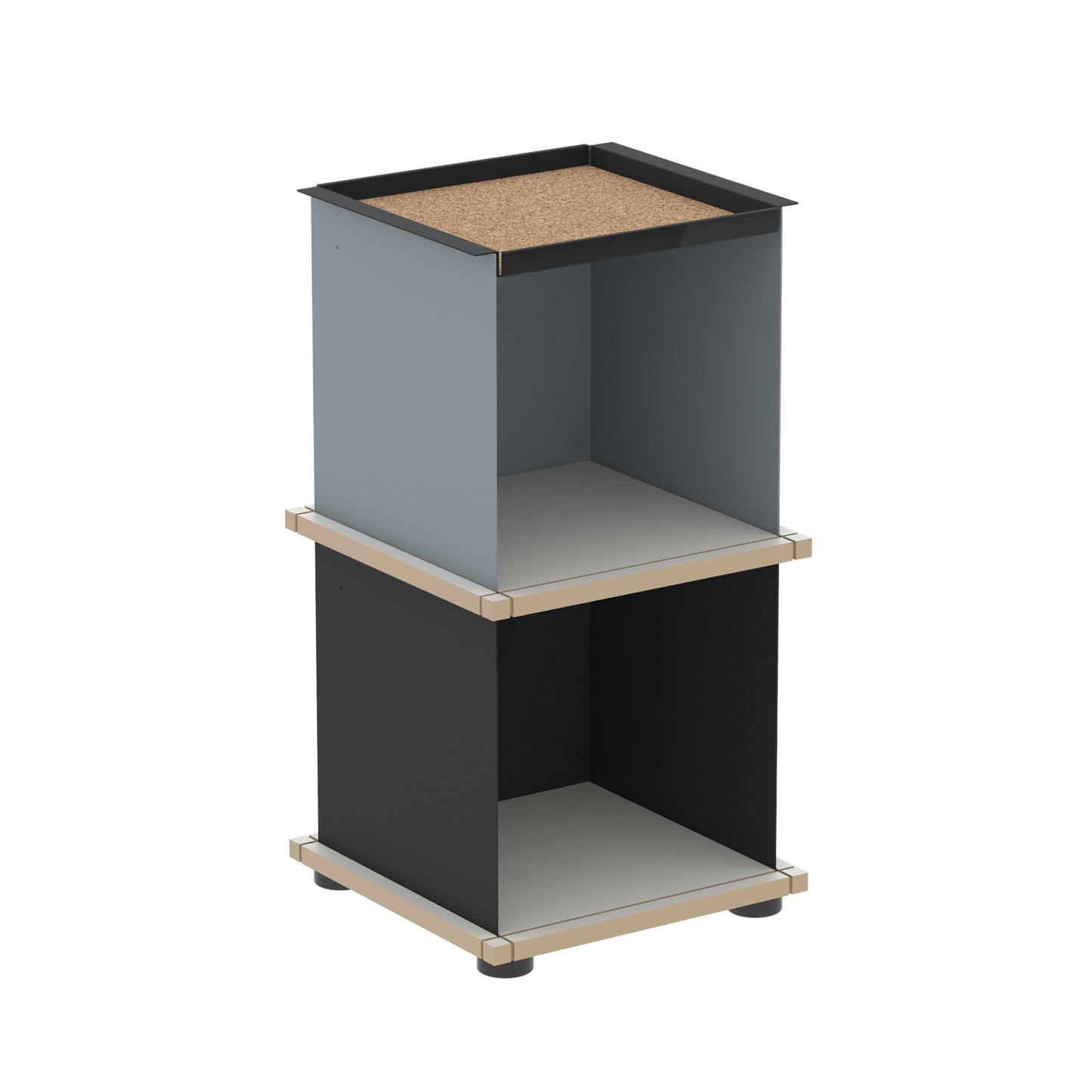 YU TRAY SHELF 1x2 – Beistelltisch und kleines Regal mit besonderem Kopf. Denn beim oberen Abschluss handelt es sich um das vielseitige Tablett YU TRAY. Ob als Beistelltisch, Nachttisch oder universelles Regal schafft YU TRAY SHELF 1x2 Raum und Ablagefläche auch an den kleinsten Orten. Ideal für den Flur, das Homeoffice, die Küche, das Bad und überall, wo Stauraum benötigt wird.