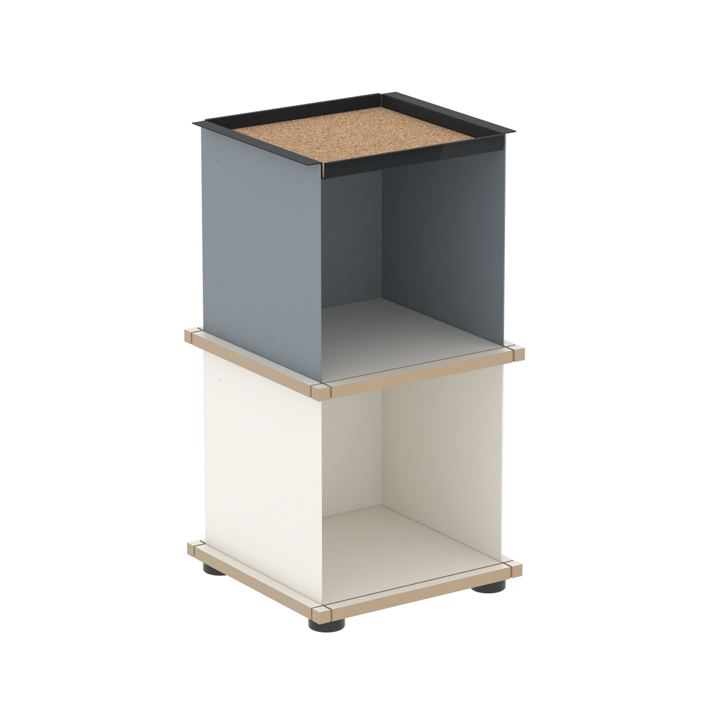 YU TRAY SHELF 1x2 – Beistelltisch und kleines Regal mit besonderem Kopf. Denn beim oberen Abschluss handelt es sich um das vielseitige Tablett YU TRAY. Ob als Beistelltisch, Nachttisch oder universelles Regal schafft YU TRAY SHELF 1x2 Raum und Ablagefläche auch an den kleinsten Orten. Ideal für den Flur, das Homeoffice, die Küche, das Bad und überall, wo Stauraum benötigt wird.