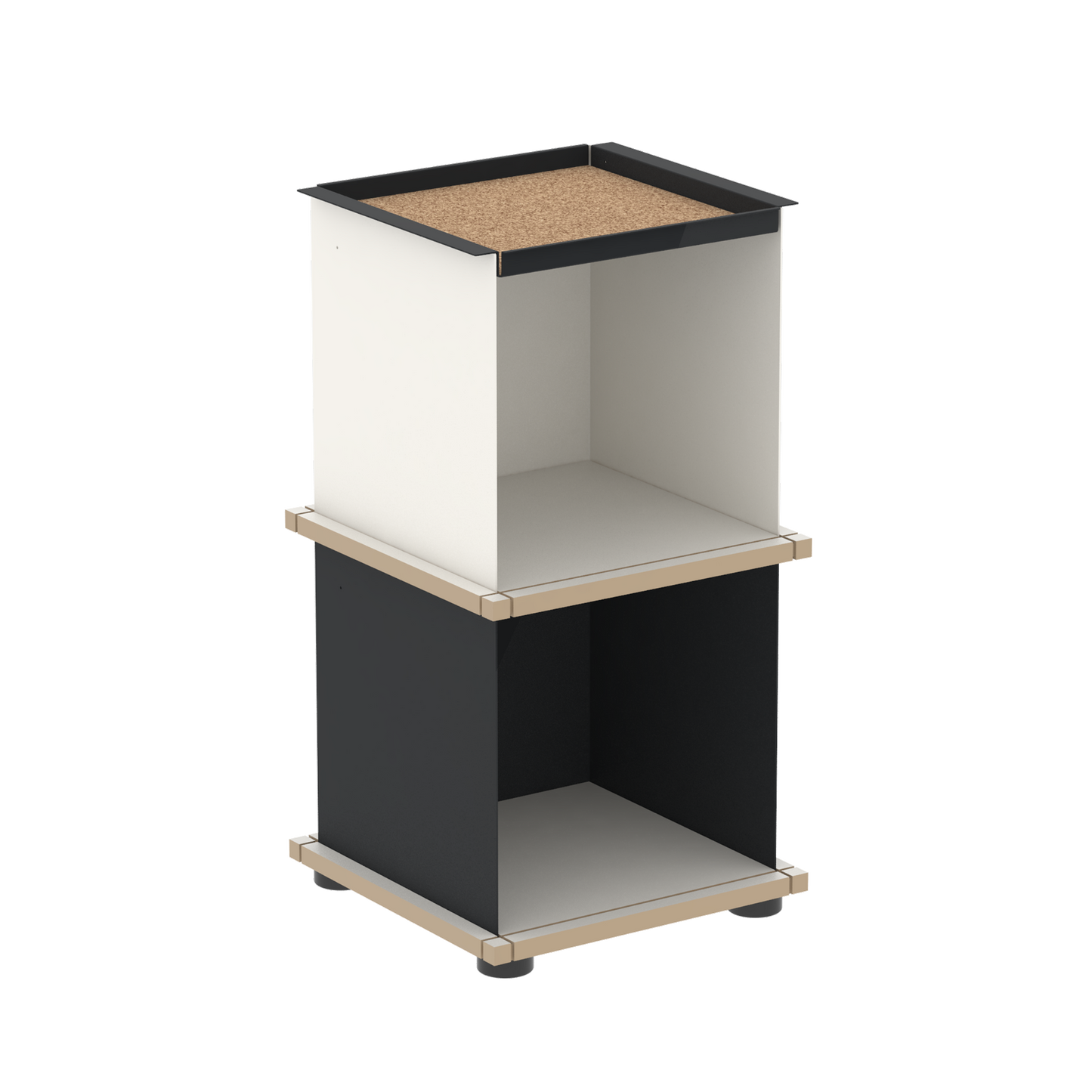 YU TRAY SHELF 1x2 – Beistelltisch und kleines Regal mit besonderem Kopf. Denn beim oberen Abschluss handelt es sich um das vielseitige Tablett YU TRAY. Ob als Beistelltisch, Nachttisch oder universelles Regal schafft YU TRAY SHELF 1x2 Raum und Ablagefläche auch an den kleinsten Orten. Ideal für den Flur, das Homeoffice, die Küche, das Bad und überall, wo Stauraum benötigt wird.