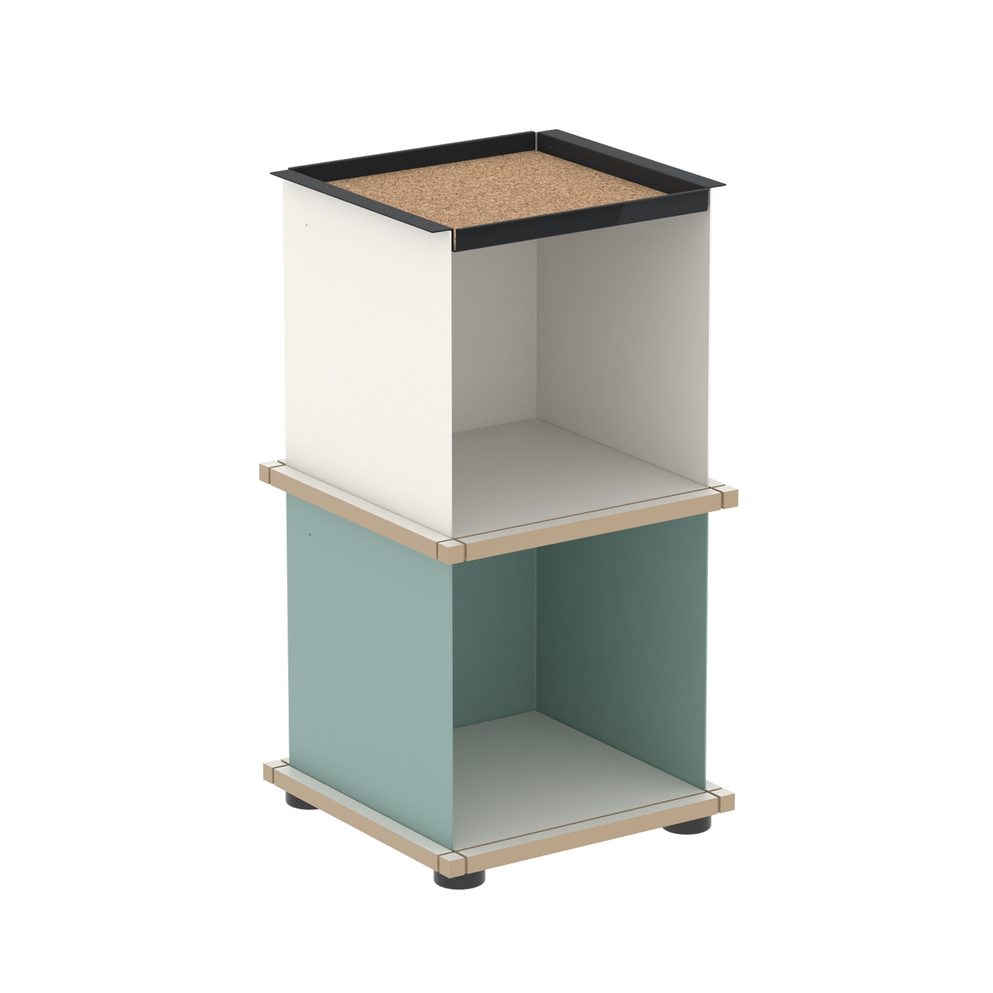 YU TRAY SHELF 1x2 – Beistelltisch und kleines Regal mit besonderem Kopf. Denn beim oberen Abschluss handelt es sich um das vielseitige Tablett YU TRAY. Ob als Beistelltisch, Nachttisch oder universelles Regal schafft YU TRAY SHELF 1x2 Raum und Ablagefläche auch an den kleinsten Orten. Ideal für den Flur, das Homeoffice, die Küche, das Bad und überall, wo Stauraum benötigt wird.