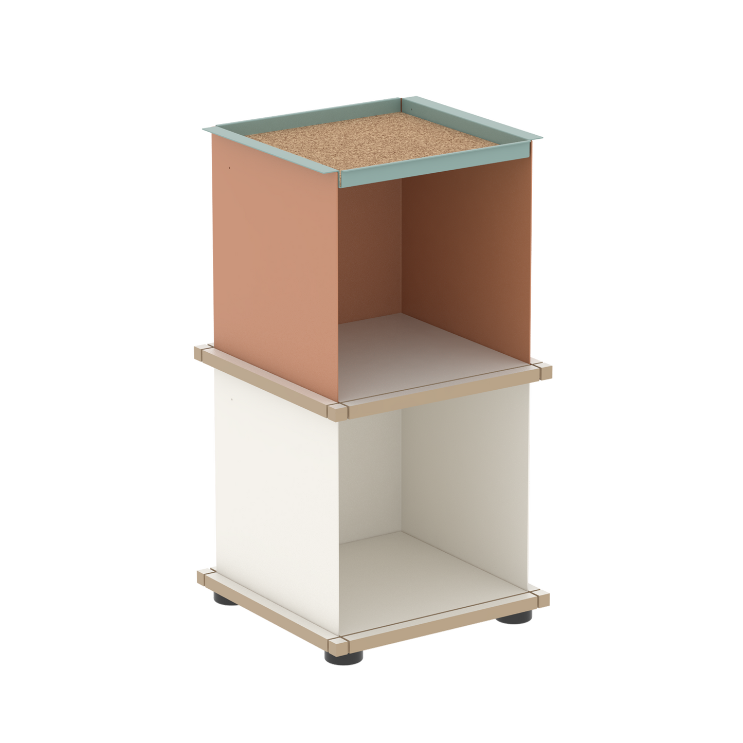 YU TRAY SHELF 1x2 – Beistelltisch und kleines Regal mit besonderem Kopf. Denn beim oberen Abschluss handelt es sich um das vielseitige Tablett YU TRAY. Ob als Beistelltisch, Nachttisch oder universelles Regal schafft YU TRAY SHELF 1x2 Raum und Ablagefläche auch an den kleinsten Orten. Ideal für den Flur, das Homeoffice, die Küche, das Bad und überall, wo Stauraum benötigt wird.