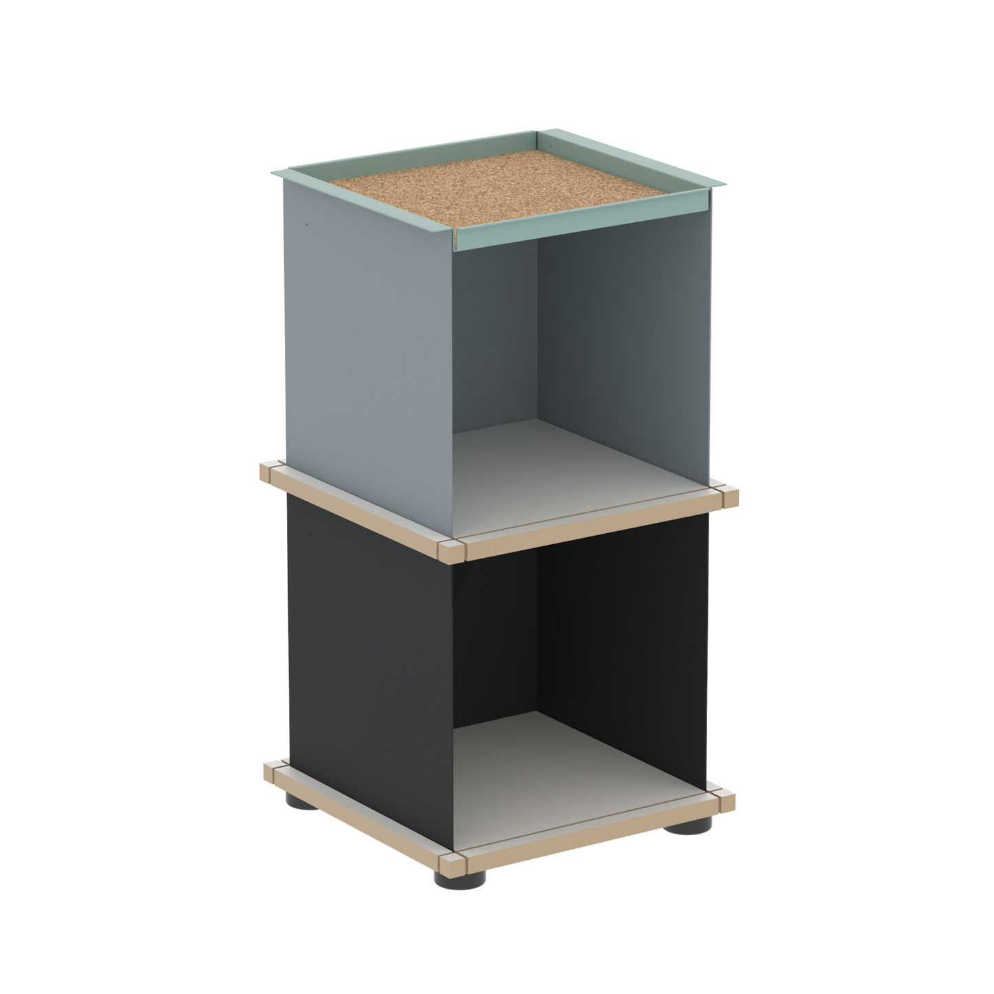YU TRAY SHELF 1x2 – Beistelltisch und kleines Regal mit besonderem Kopf. Denn beim oberen Abschluss handelt es sich um das vielseitige Tablett YU TRAY. Ob als Beistelltisch, Nachttisch oder universelles Regal schafft YU TRAY SHELF 1x2 Raum und Ablagefläche auch an den kleinsten Orten. Ideal für den Flur, das Homeoffice, die Küche, das Bad und überall, wo Stauraum benötigt wird.