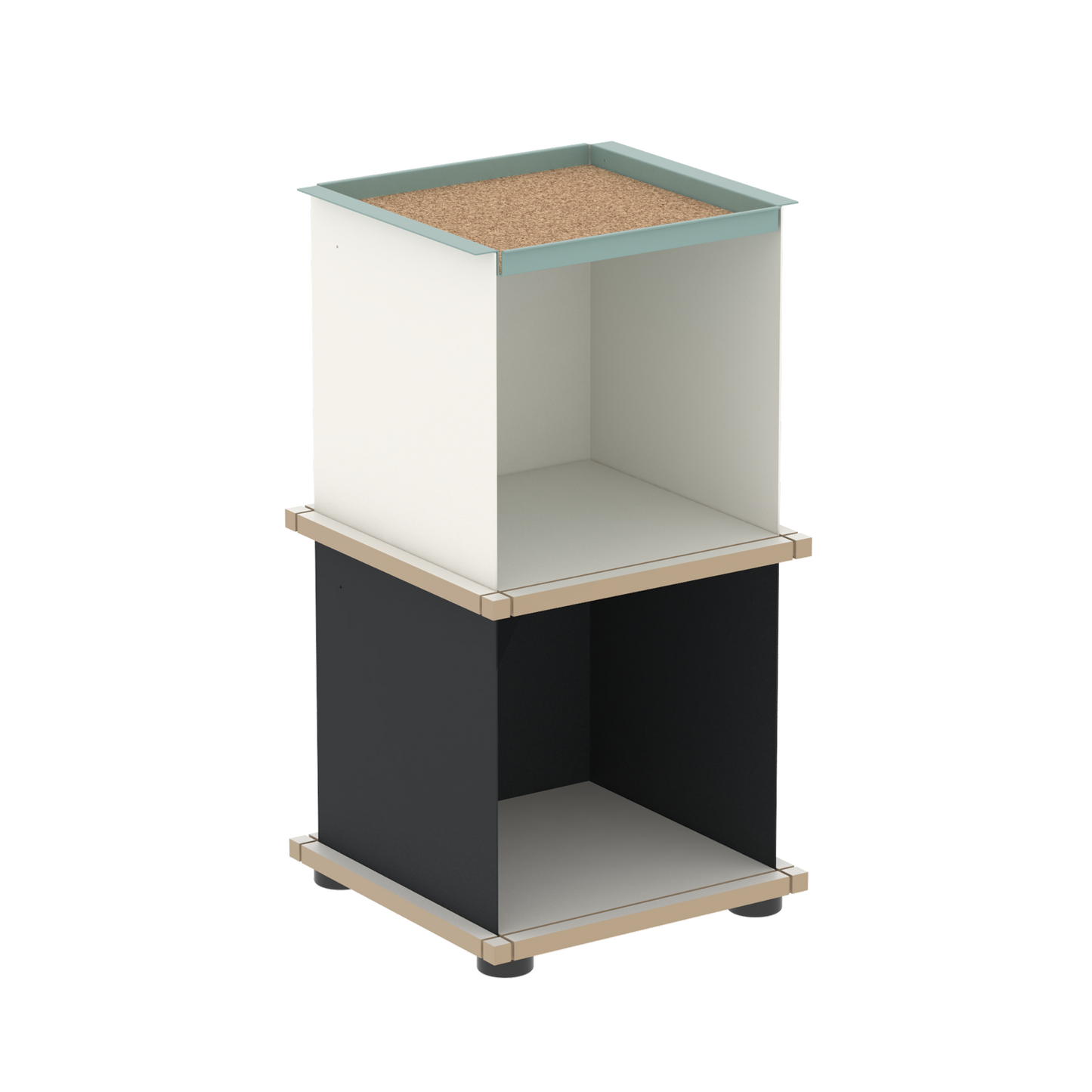 YU TRAY SHELF 1x2 – Beistelltisch und kleines Regal mit besonderem Kopf. Denn beim oberen Abschluss handelt es sich um das vielseitige Tablett YU TRAY. Ob als Beistelltisch, Nachttisch oder universelles Regal schafft YU TRAY SHELF 1x2 Raum und Ablagefläche auch an den kleinsten Orten. Ideal für den Flur, das Homeoffice, die Küche, das Bad und überall, wo Stauraum benötigt wird.