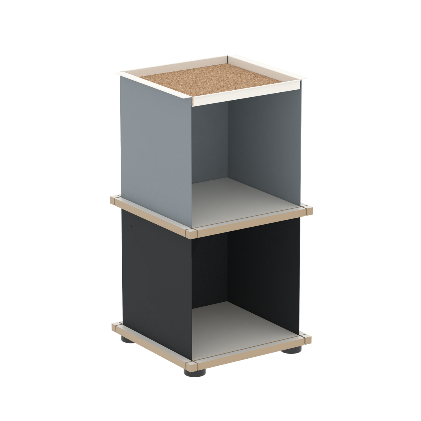 YU TRAY SHELF 1x2 – Beistelltisch und kleines Regal mit besonderem Kopf. Denn beim oberen Abschluss handelt es sich um das vielseitige Tablett YU TRAY. Ob als Beistelltisch, Nachttisch oder universelles Regal schafft YU TRAY SHELF 1x2 Raum und Ablagefläche auch an den kleinsten Orten. Ideal für den Flur, das Homeoffice, die Küche, das Bad und überall, wo Stauraum benötigt wird.