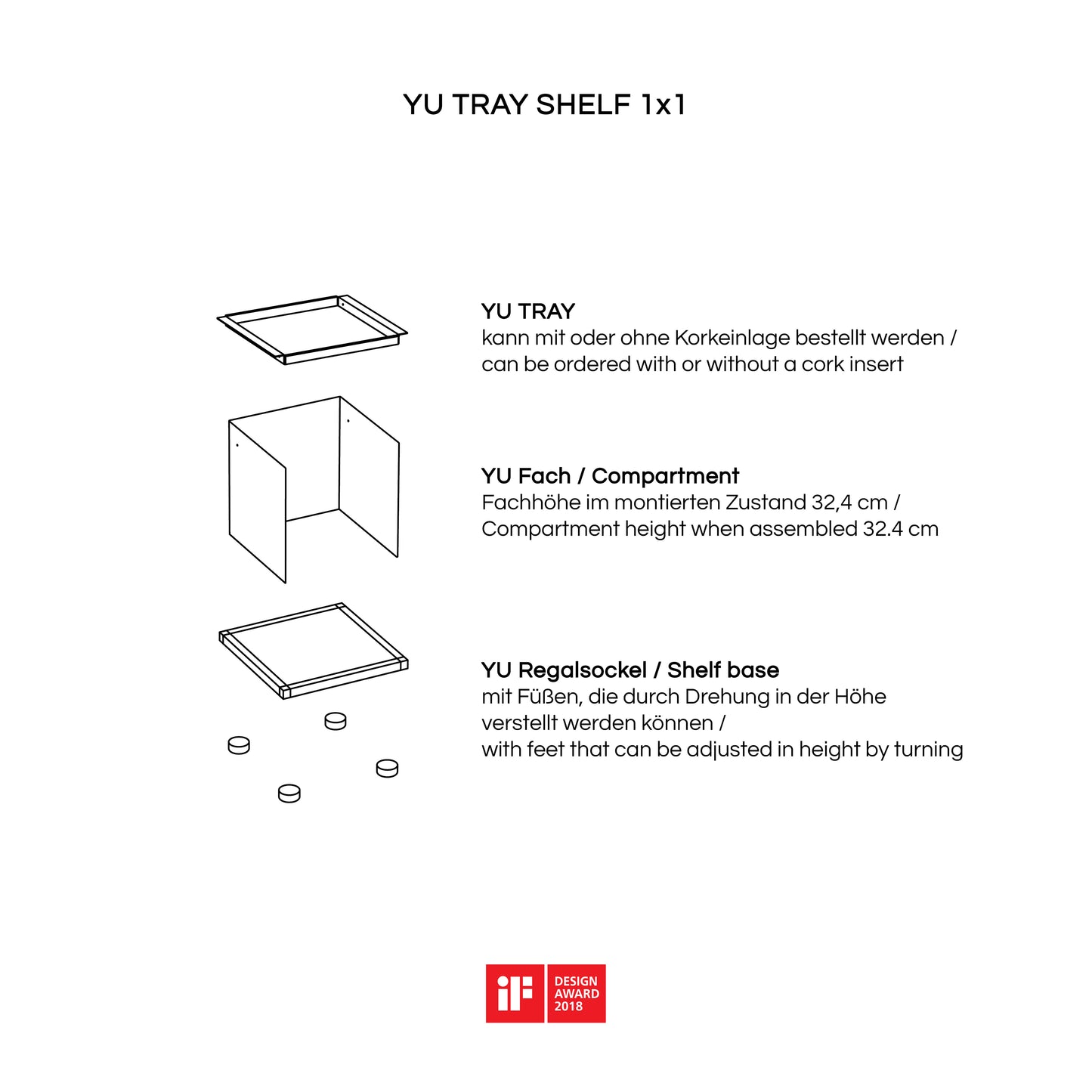 YU TRAY SHELF 1x1 – Ein Beistelltisch mit einem besonderen Kopf. Denn beim oberen Abschluss handelt es sich um das vielseitige Tablett YU TRAY. Auf diese Weise hat es einen eigenen Ort und steht auch für mobile Dienste bereit. Ob als Beistelltisch, Couchtisch oder Nachttisch, schafft YU TRAY SHELF 1x1 Raum und Ablagefläche überall, wo er benötigt wird.