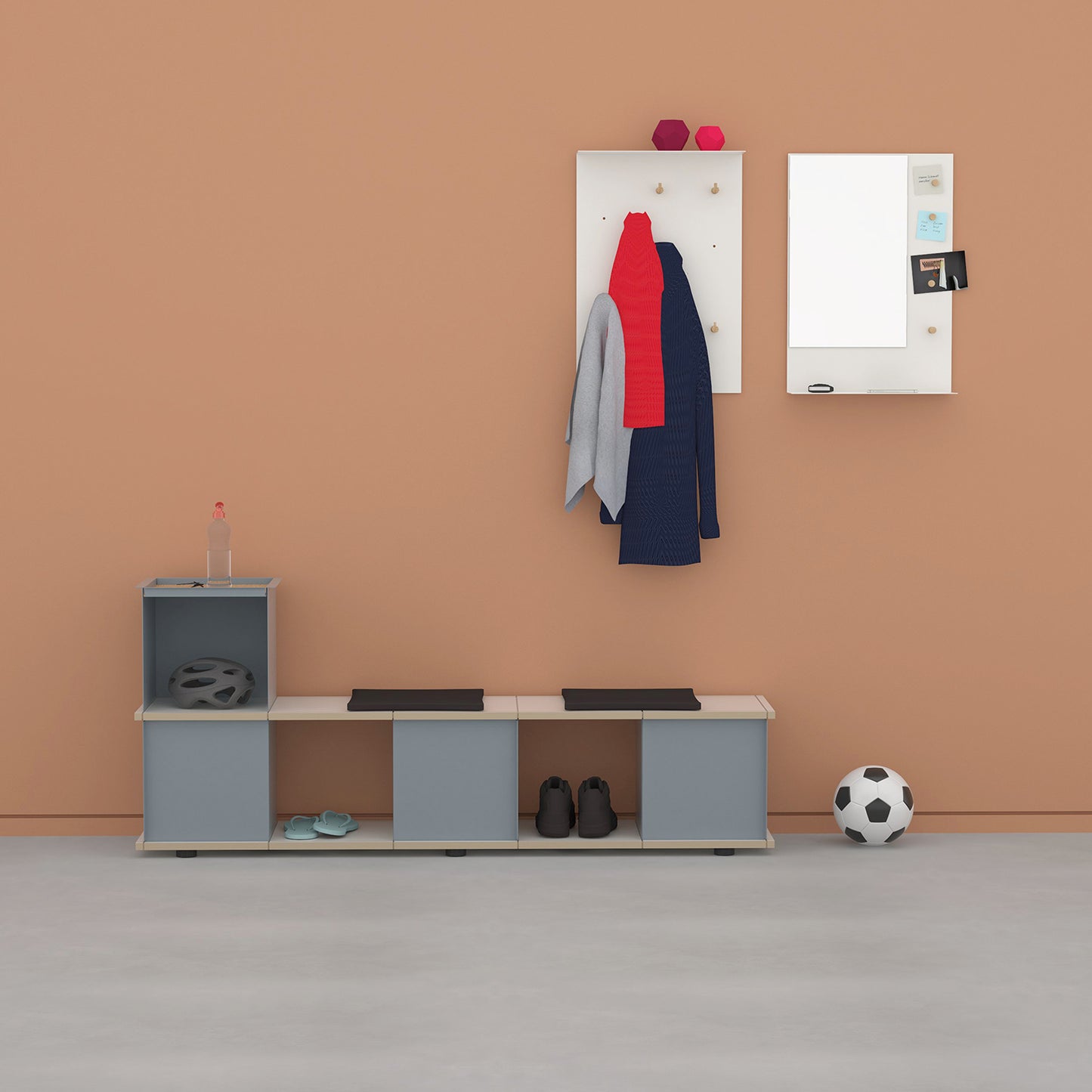 LY WARDROBE with 3 pieces of LY oak coat hooks