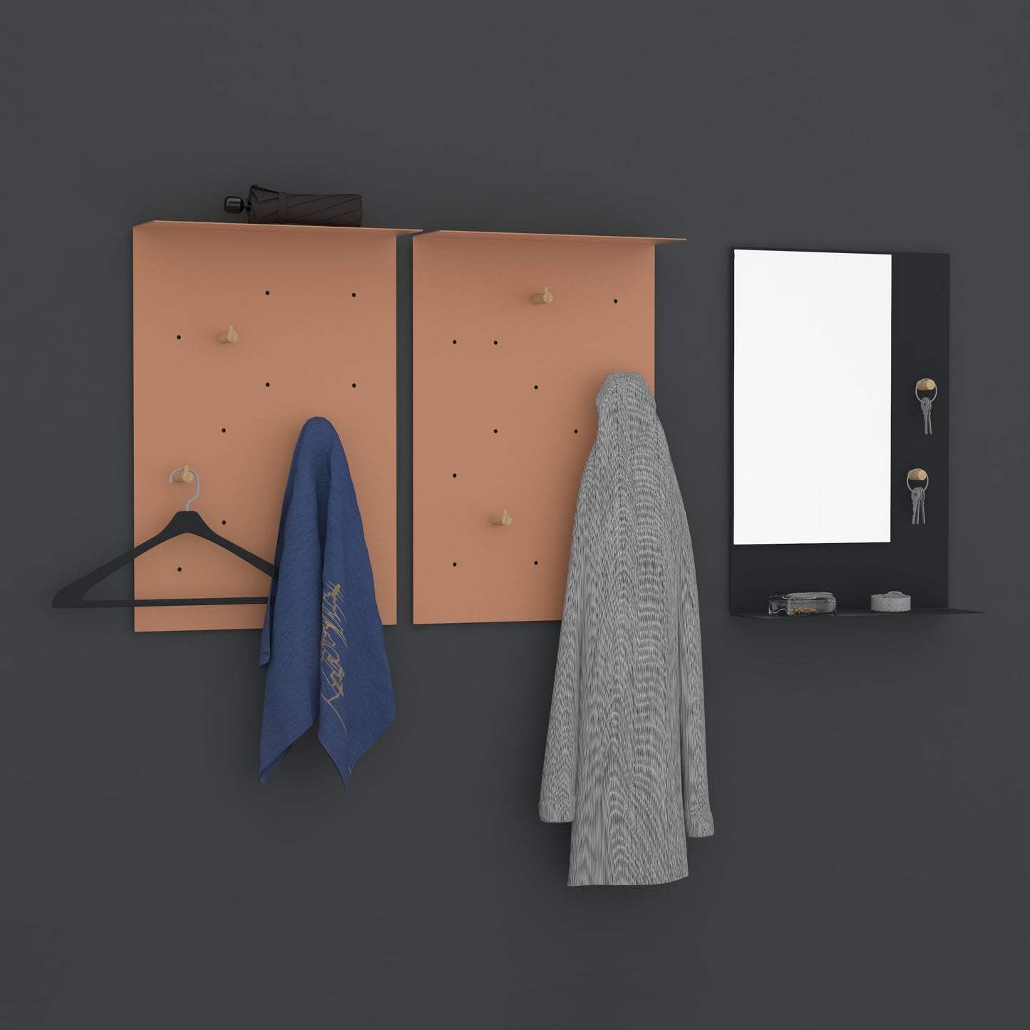 LY WARDROBE with 3 pieces of LY oak coat hooks
