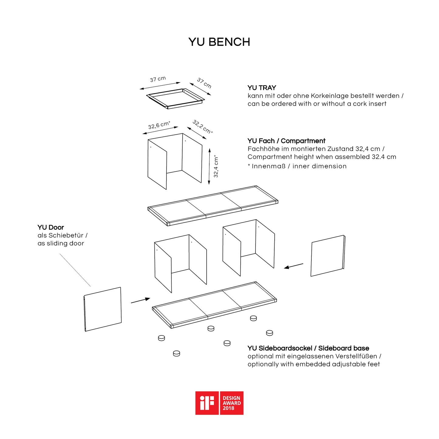 YU BENCH 5x1 / MDF white