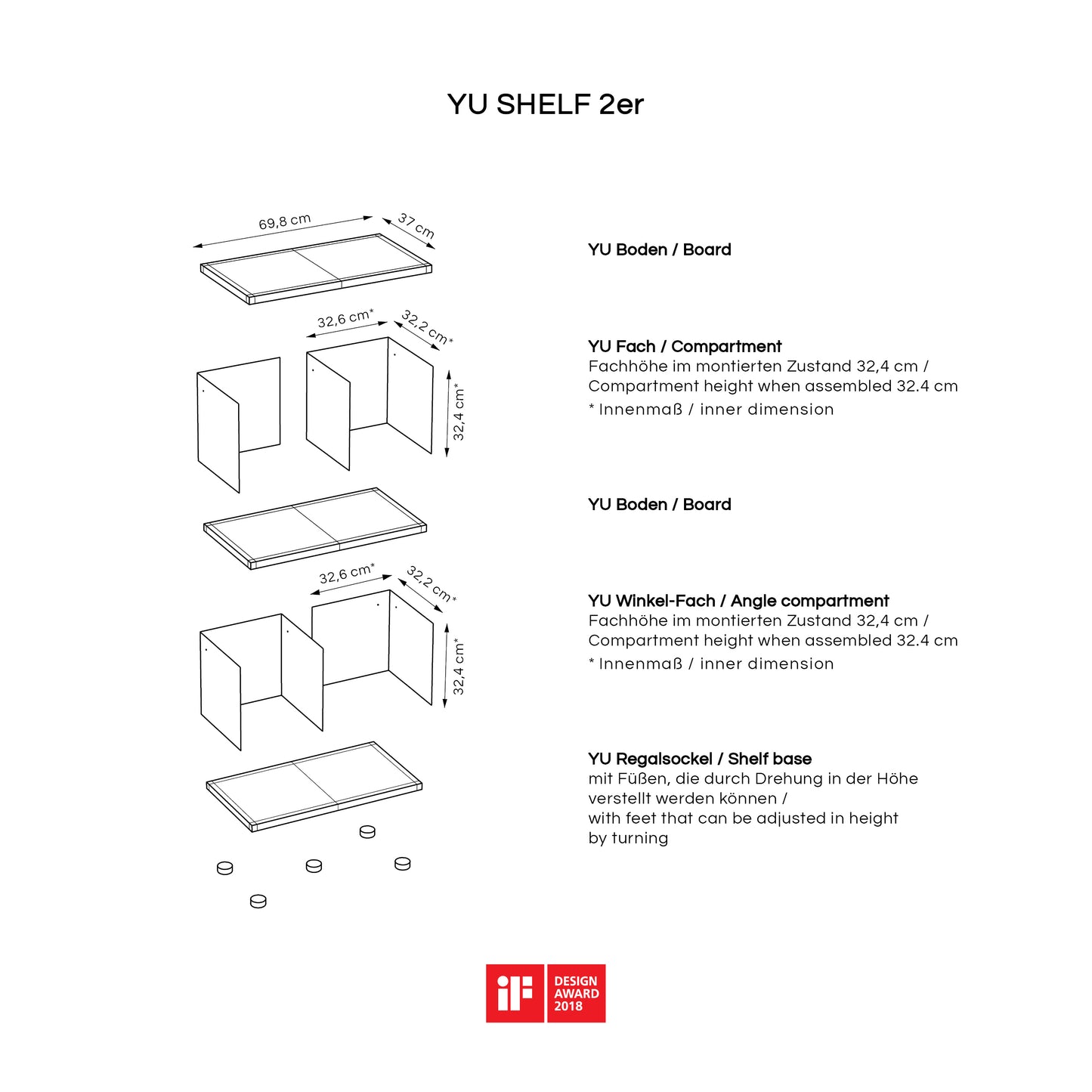 YU SHELF 2er / Eiche geölt