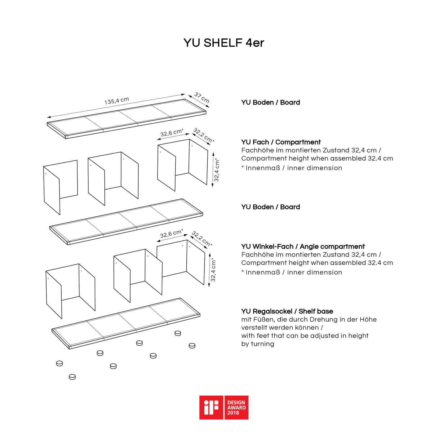 YU SHELF 4er / MDF weiß