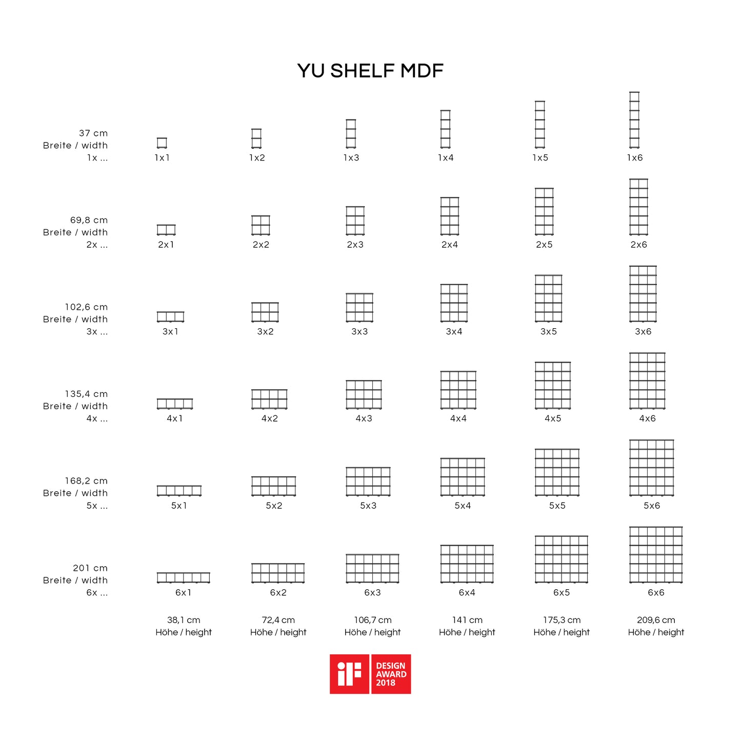 YU SHELF 4er / MDF weiß